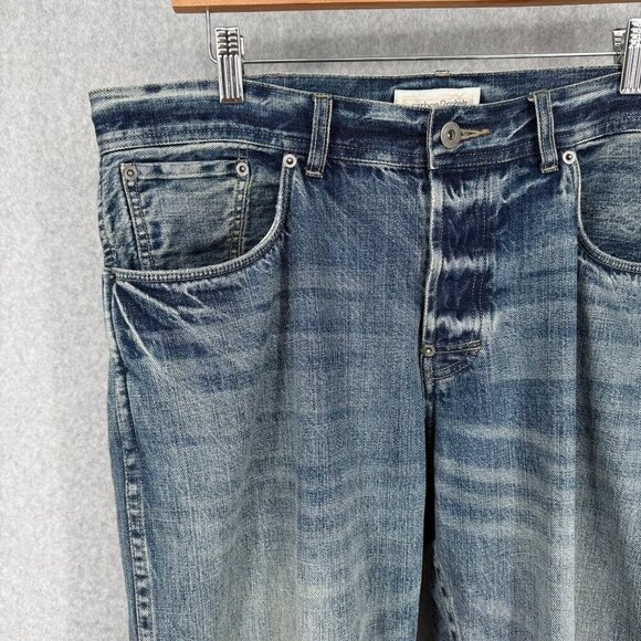 Carbon 2 Cobalt Mens Straight Leg Jeans Size 36 Light Wash Distressed Button Fly - Picture 2 of 15